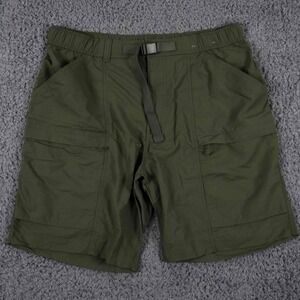 Uniqlo Shorts Mens Large Green Cargo Pockets Utility Belted Adult Outdoor Casual